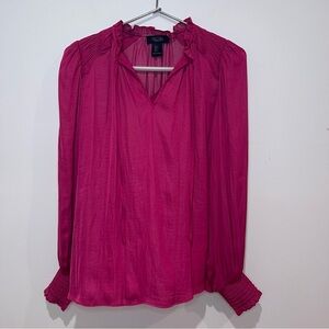 RACHEL Rachel Roy Fuchsia Blouse with Ruffle Accents